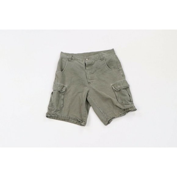 Vintage 90s Blind Skateboards Mens 34 Faded Button Fly Cargo Shorts Green USA - Picture 1 of 8
